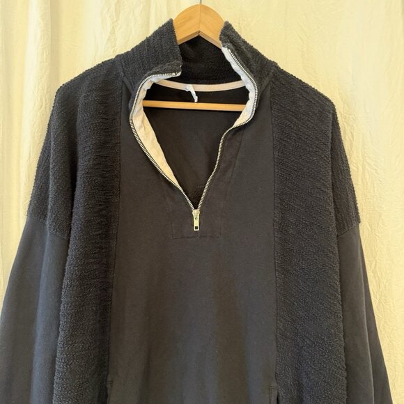 Glyder Complex Quarter Zip Black Pullover Boxy Terry Sweater Women’s XL - Picture 3 of 8